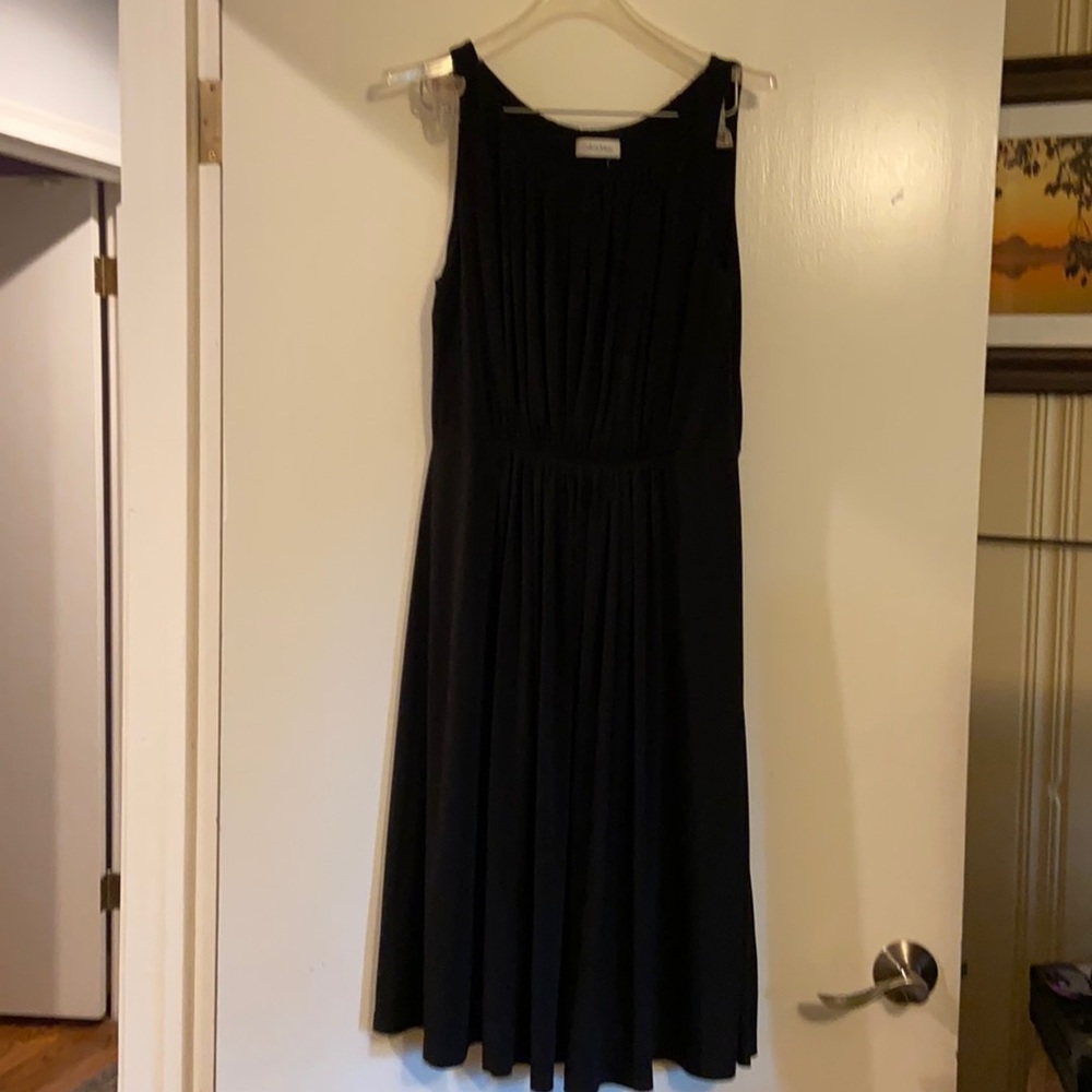 Calvin Klein Jersey shirred black dress size 10